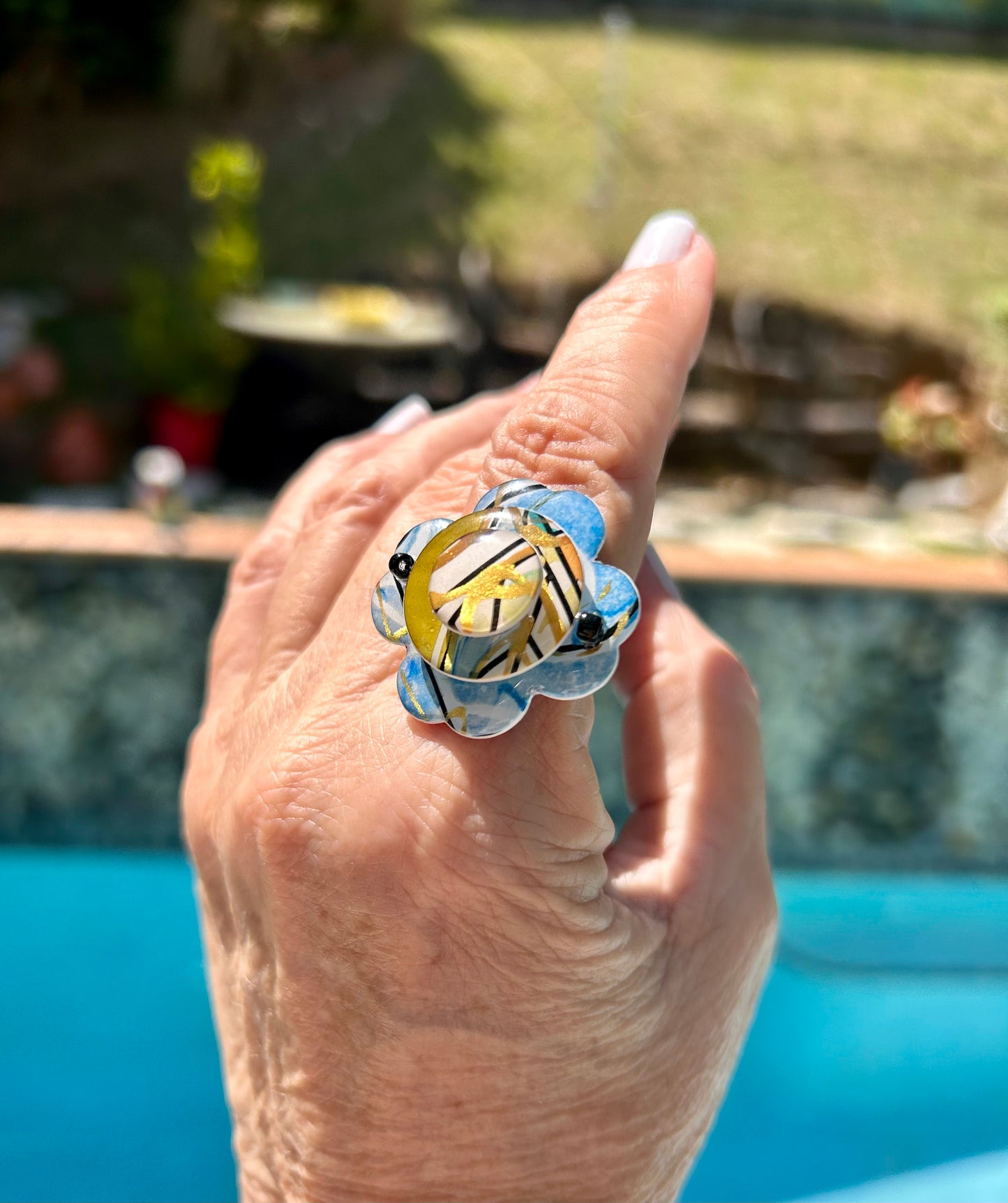 Blue Flower Ring