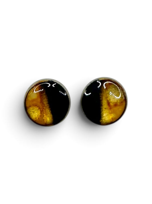 Studs- Brown & Gold
